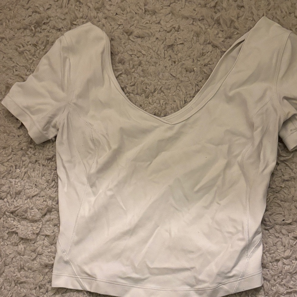 lululemon athletica Cream V-Neck Crop Top worn once